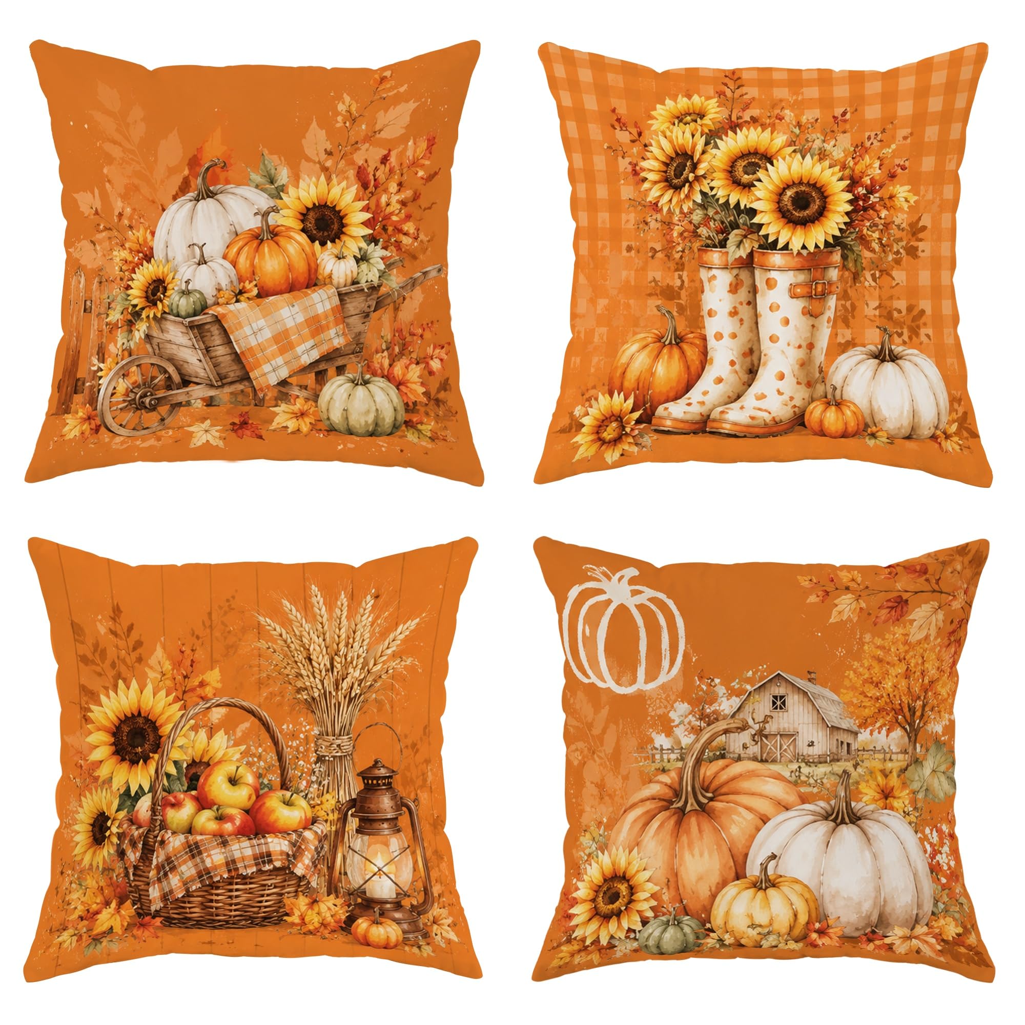 Housses de coussin orange automne 55x55 cm pour déco canapé