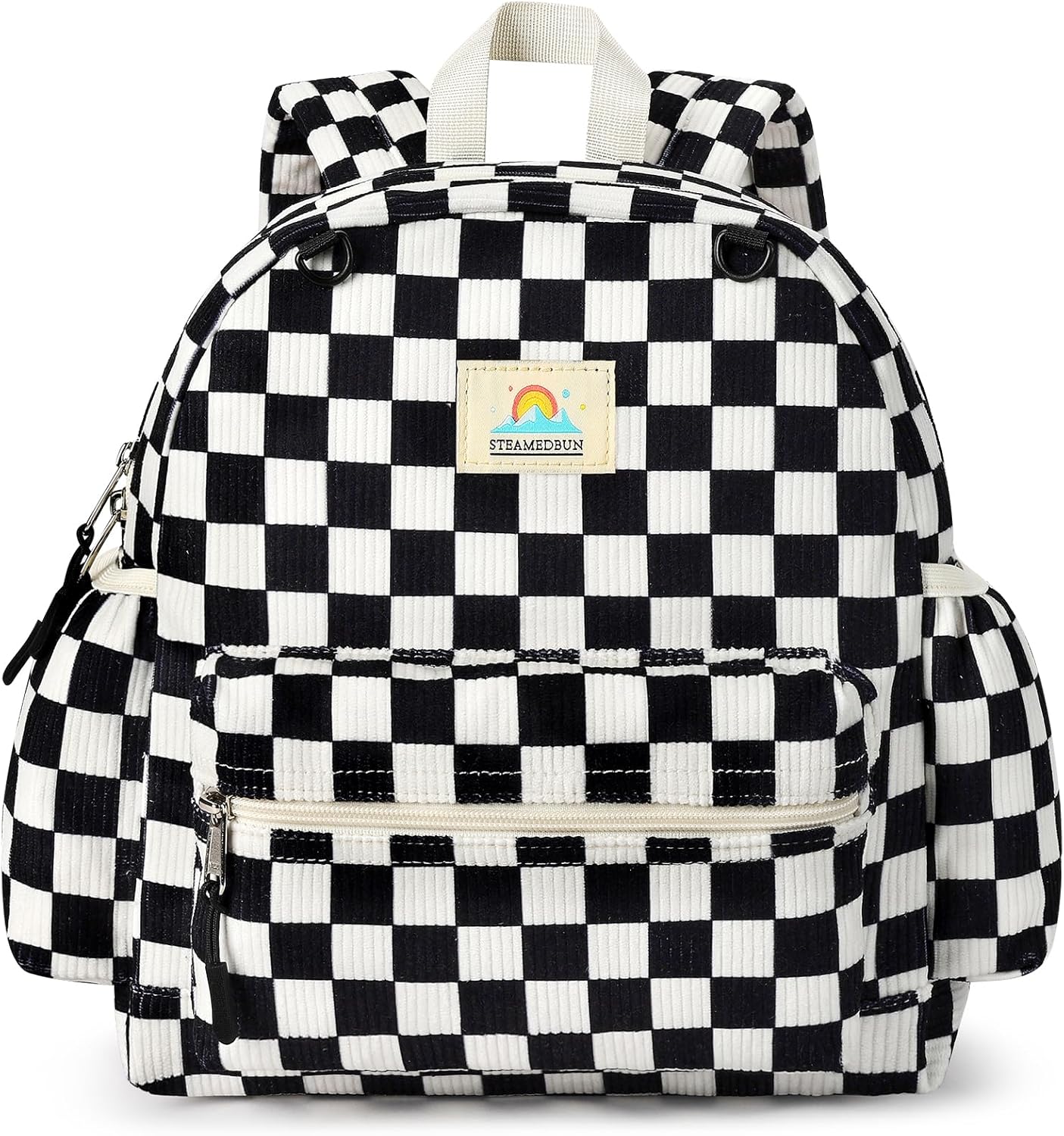 STEAMEDBUN Corduroy Toddler Backpack for Boys 2-4: Kids backpack for Boys Girls - 12 inch Preschool Kindergarten Backpacks - Checkered - Image 9