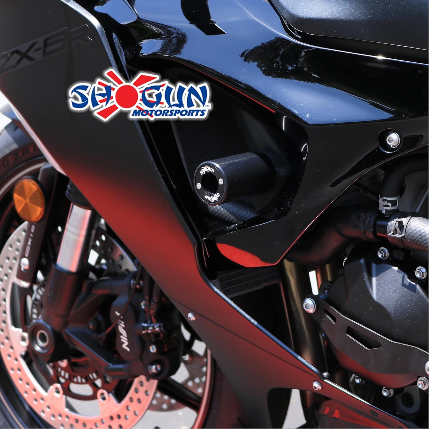 Shogun USA Made Kaw Ninja ZX-6R ZX6R ZX6 2024 2025 2026 KRT PA2 NO Cut Black Frame Sliders Fits ABS & NON ABS Models - 715-4469