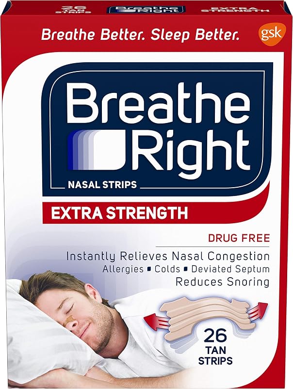 Nasal Strips, Extra Strength, Nasal Congestion, Tan, 26ct | Opens nose and increases nasal airflow, helps relieve nasal congestion for better breathing, drug-free, use anytime, anywhere