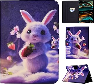 Rosbtib Case for Samsung Galaxy Tab A8 10.5 Inch 2022/2021 [SM-X200/ X205/ X207], Slim Stand Premium PU Leather Smart Cover with Pencil Holder for Samsung a8 Tablet case - Strawberry Bunny