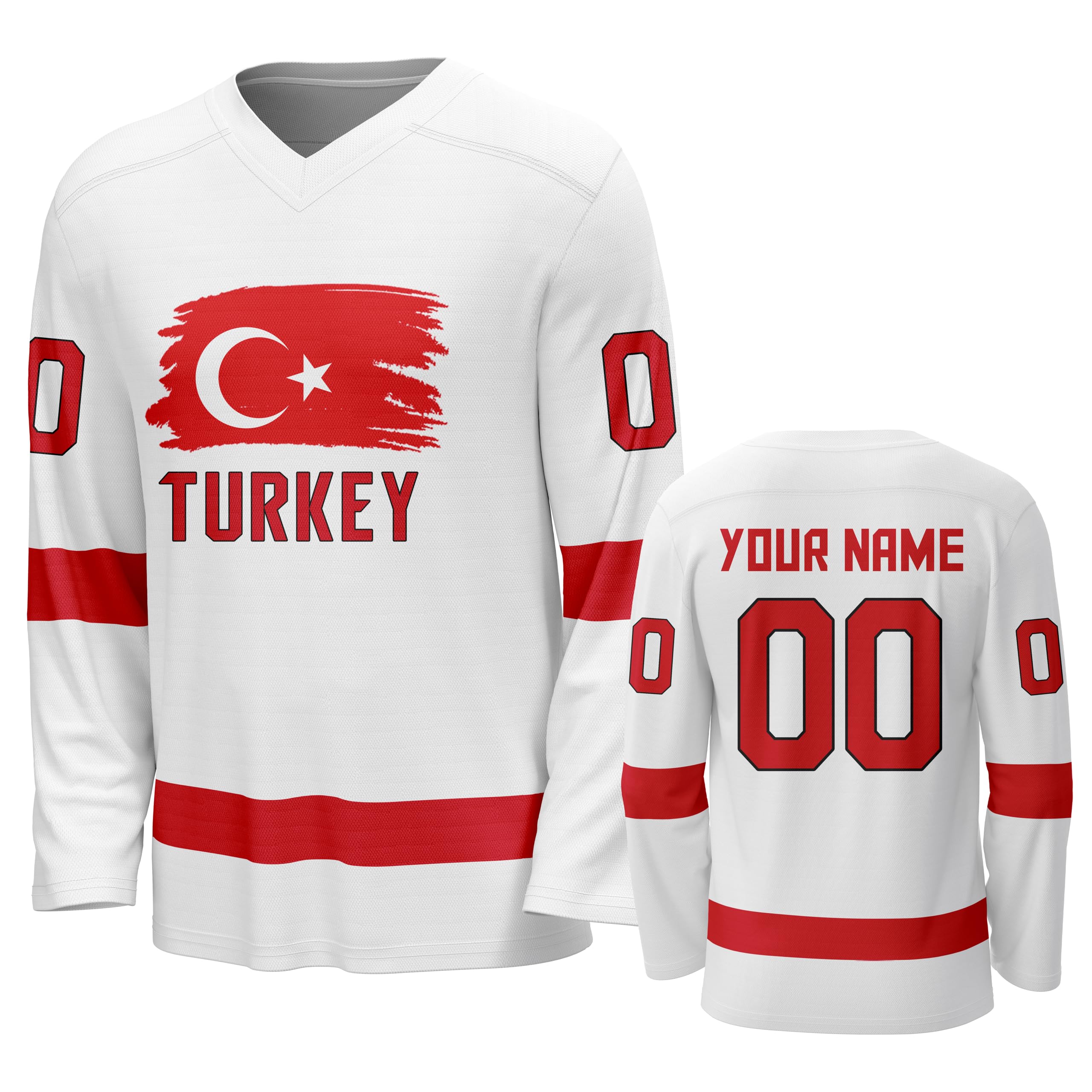 Custom National Hockey Jersey Personalized Name Number V-Neck Sports Ice Hockey Jersey Fans Gift for Men Women Youth
