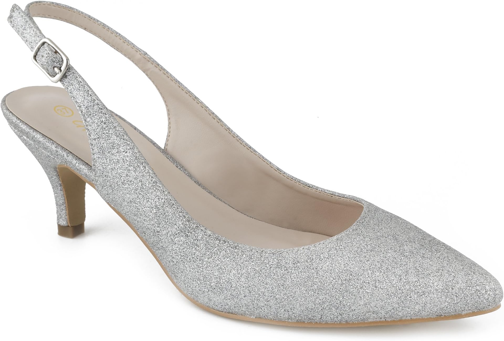 GreatonuWomen's Slingback Kitten Heel Pointed Toe Dress Pumps Shoes