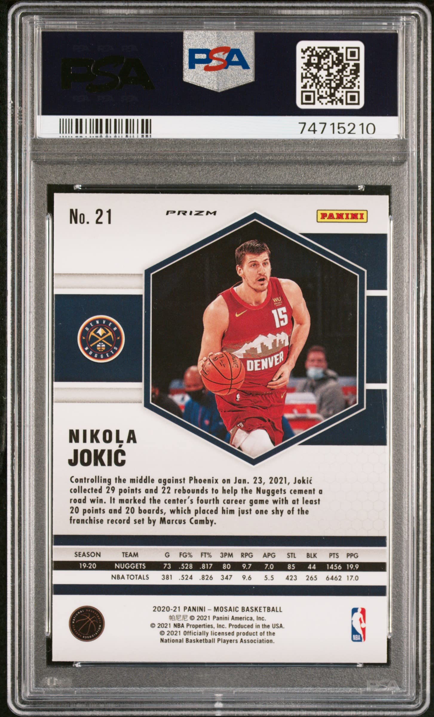 Amazon.com: Nikola Jokic 2020 Panini Mosaic Silver Prizm
