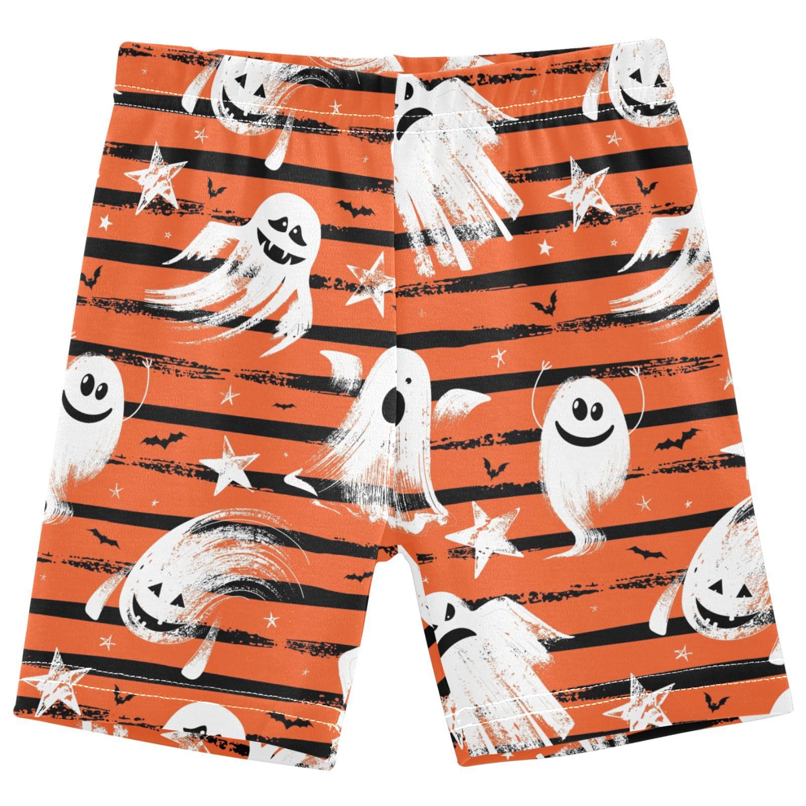 Dallonan Girls Dance Shorts, Toddler Biker Shorts Cartwheel Under Dress Cute White Ghost Kids Biking Clothes 4-10Y