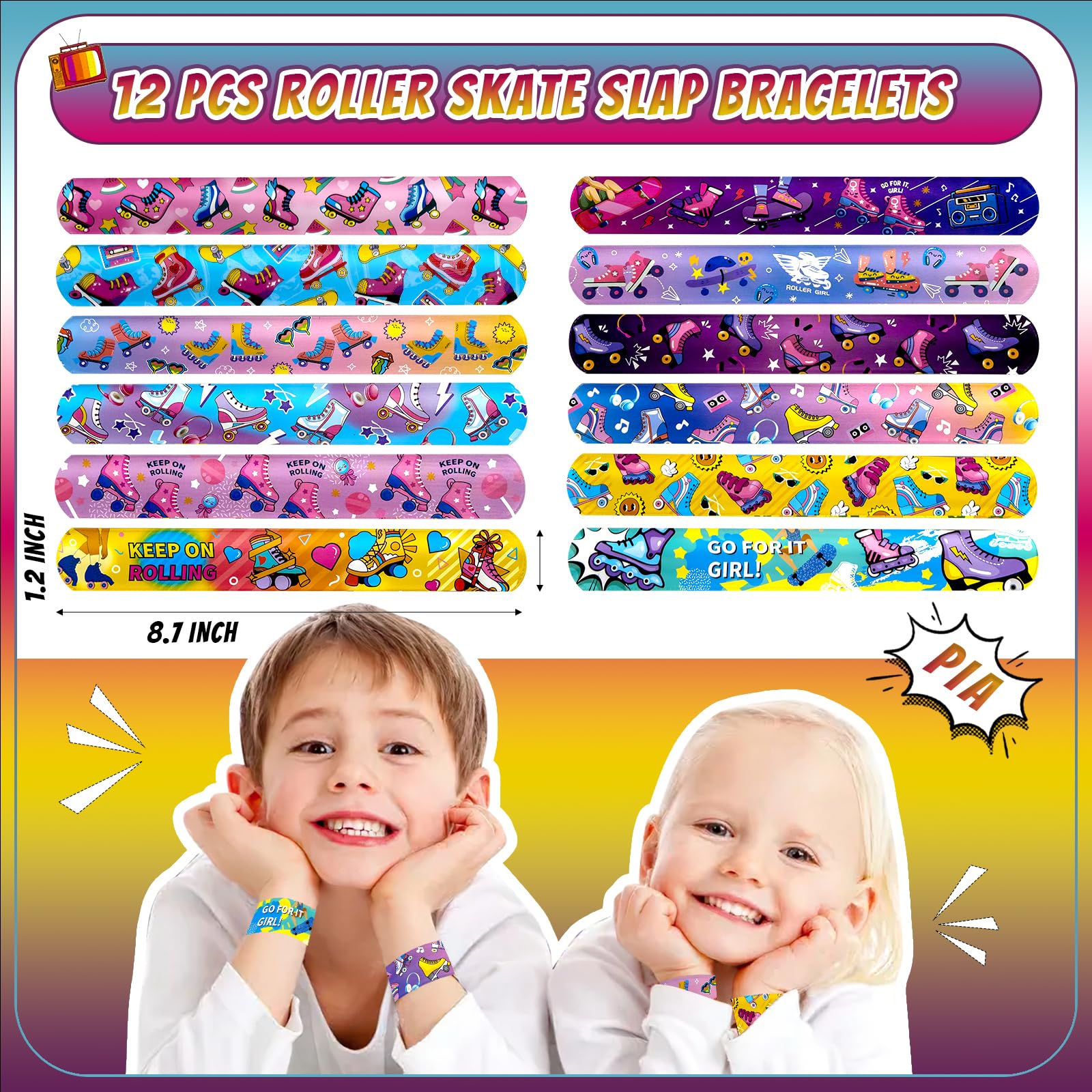 送料無料Roller Skate Party Straws, Roller Skate Party Favors Include 24pcs Reusable Drinking Straws Plastic 80s Theme Straws for Roller Skatin並行輸入