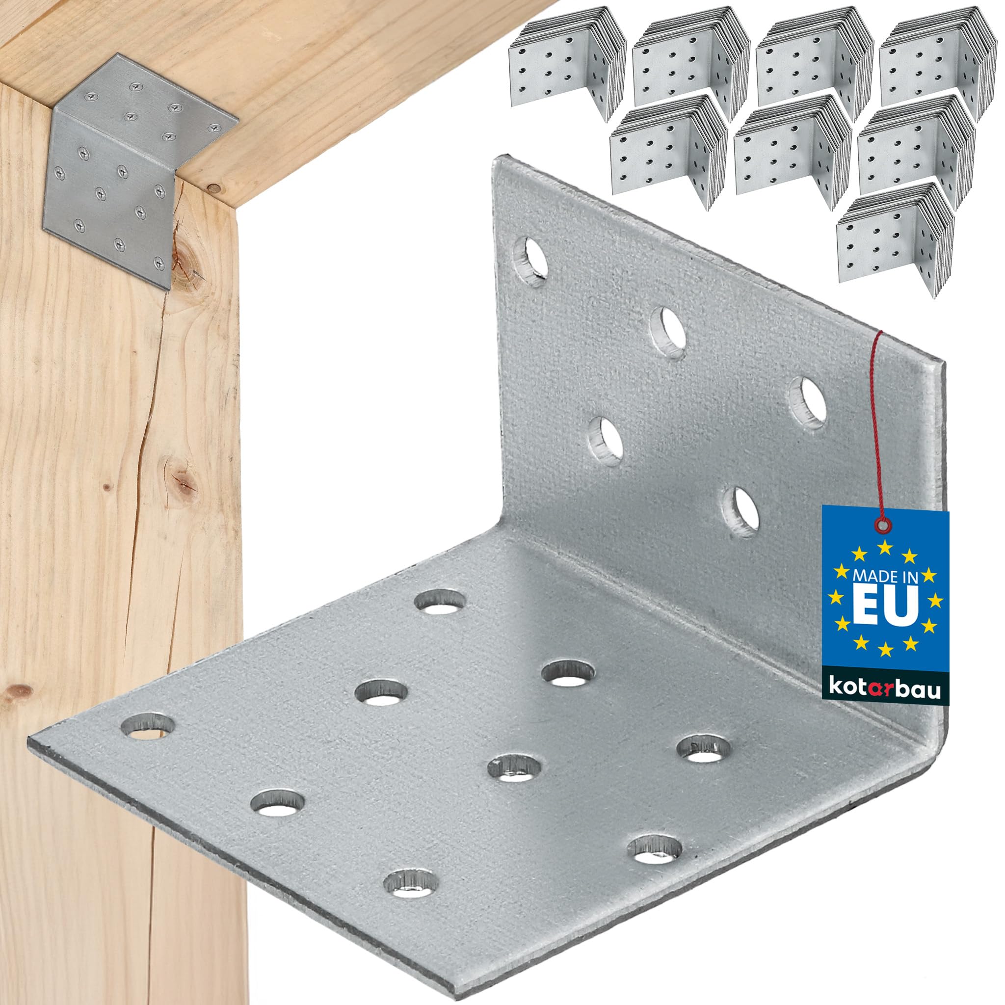 KOTARBAU Lot de 100 raccords d'angle - Équerre pour charges lourdes - 40 x 60 x 60 mm - Acier galvanisé - Équerre en acier - Stable - Durable - Connecteur de poutre - Argenté