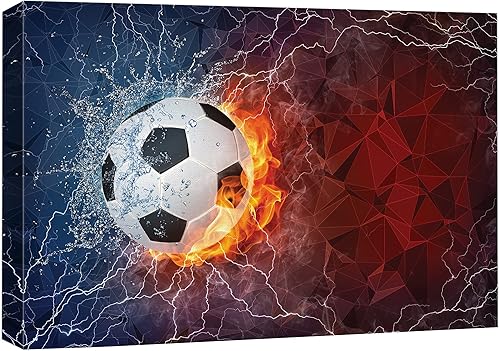 Miniatura 1 de wall26 Lienzo impreso para pared, diseño de pelota de fútbol ardiente, aplasta, deportistas, fotografía, realismo, contemporáneo, escénico, urbano,