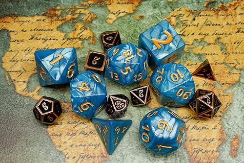 Miniatura 5 de Dados DND Dados de 0.984 in Azul RPG Dados para Calabozos y Dragones D&D Pathfinder MTG Dados poliédricos gigantes con bolsa de dados