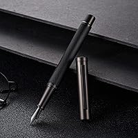 Vista 8 de Wikult Hong-Dian - Pluma estilográfica personalizada de bosque negro mate, punta media, diseño clásico con juego de caja de regalo, grabado con tu