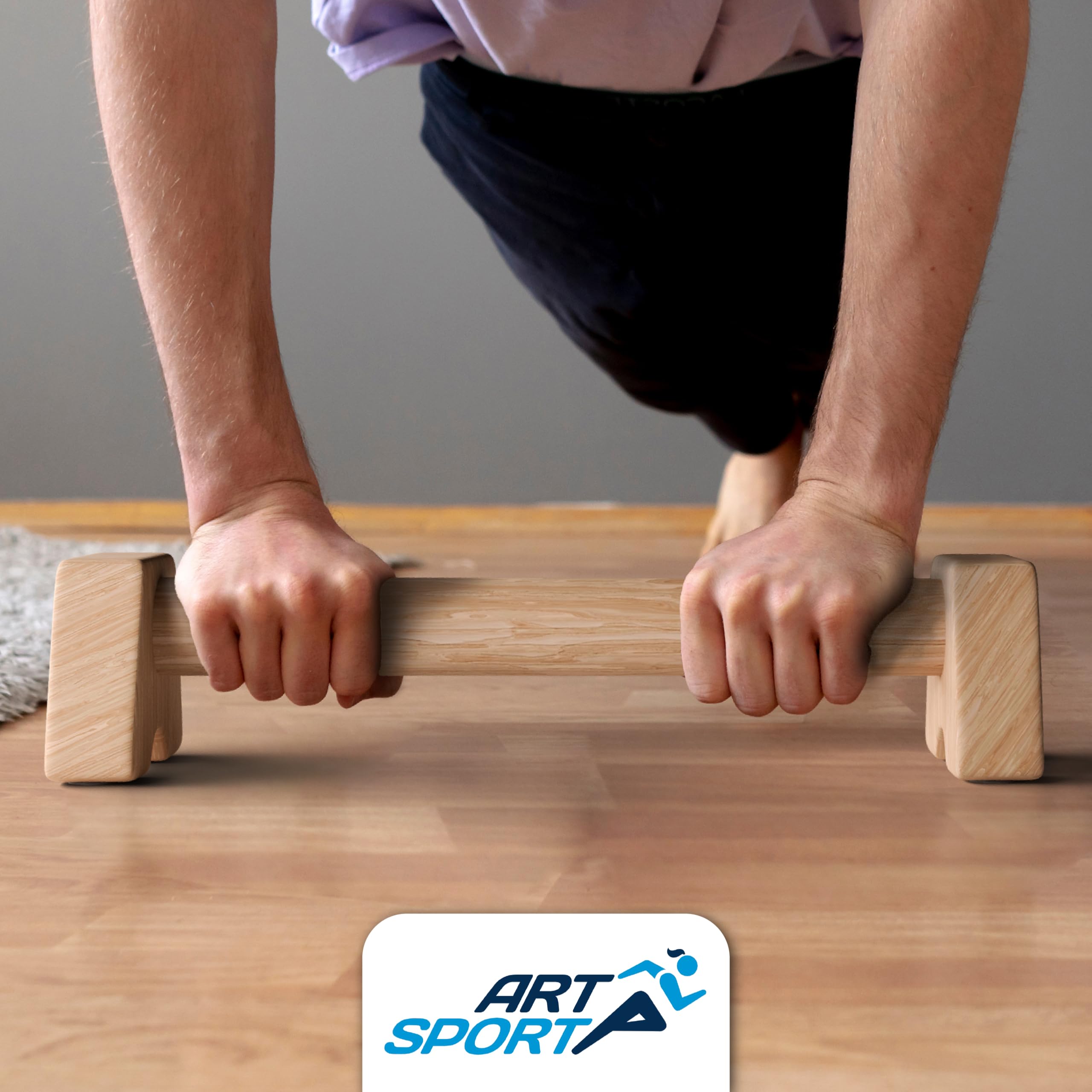 ArtSport poignées de pompes en bois - ergonomiques Parallettes pour Calisthenics, pompes & Stand à main - usage intérieur & extérieur