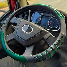 PINCTROT XL Size 17.5-18 in Race Grip Steering Wheel Cover for Semi Truck, Fits RV, Big Rig Trucker, 18 Wheeler and Classic Cars, Anti-Slip Silicone Perforated Design 17.5-18 Inch Racing Green