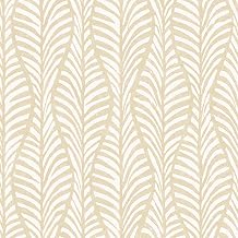 Tempaper Sand Block Print Leaves Removable Peel and Stick Wallpaper, 20.5 in X 18 ft, Made in The USA