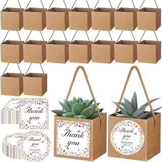 Faccito 60 Set Succulent Bags with Handles, Kraft Paper for 2.5" Pots