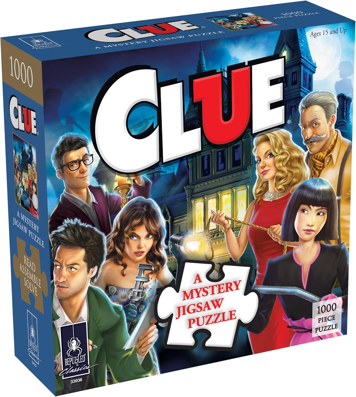 Murder Mystery Party, Classic Mystery Jigsaw Puzzle, Clue, 1,000 Piece Jigsaw Puzzle Based on The Popular Hasbro Board Game