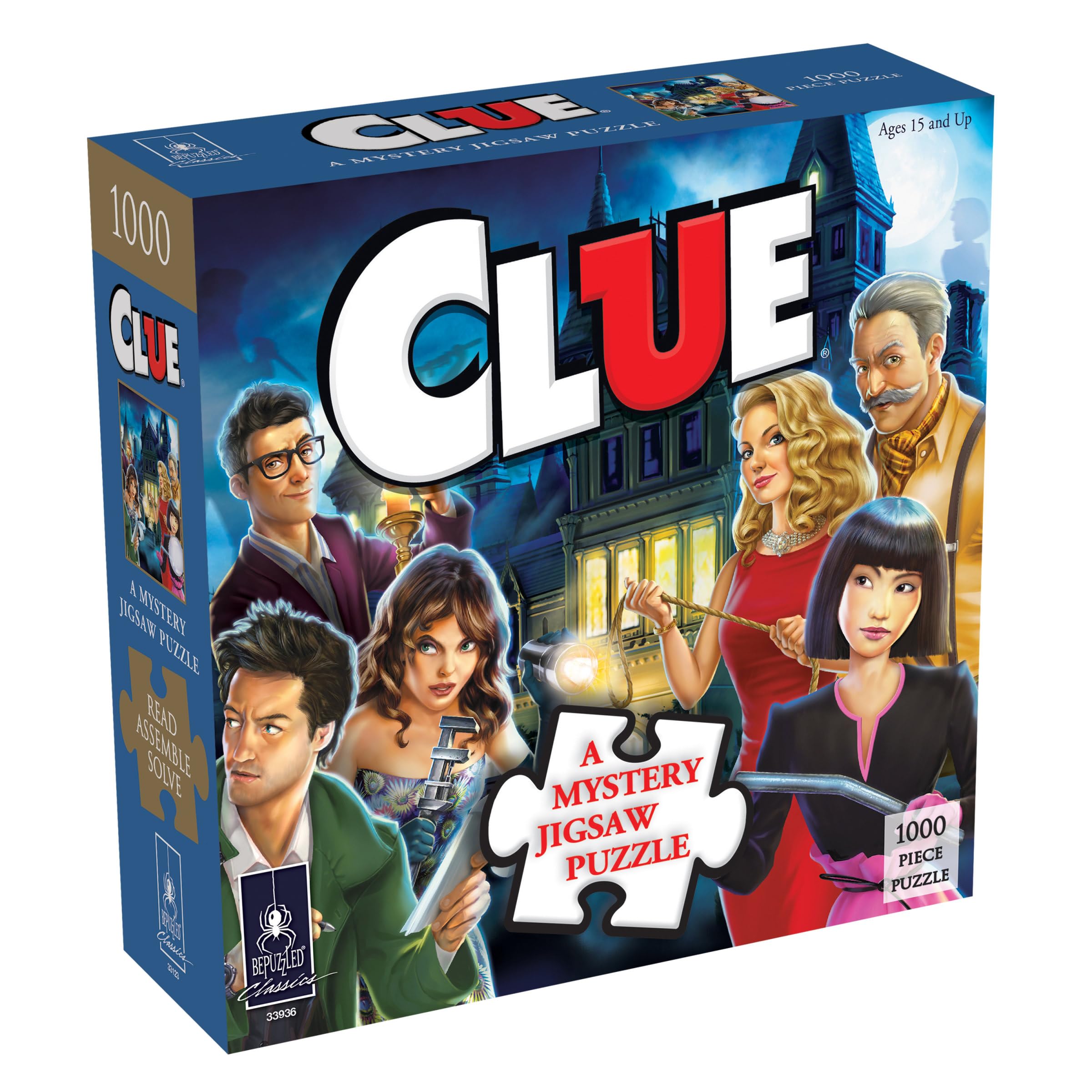 Murder Mystery Party, Classic Mystery Jigsaw Puzzle, Clue, 1,000 Piece Jigsaw Puzzle Based on The Popular Hasbro Board Game