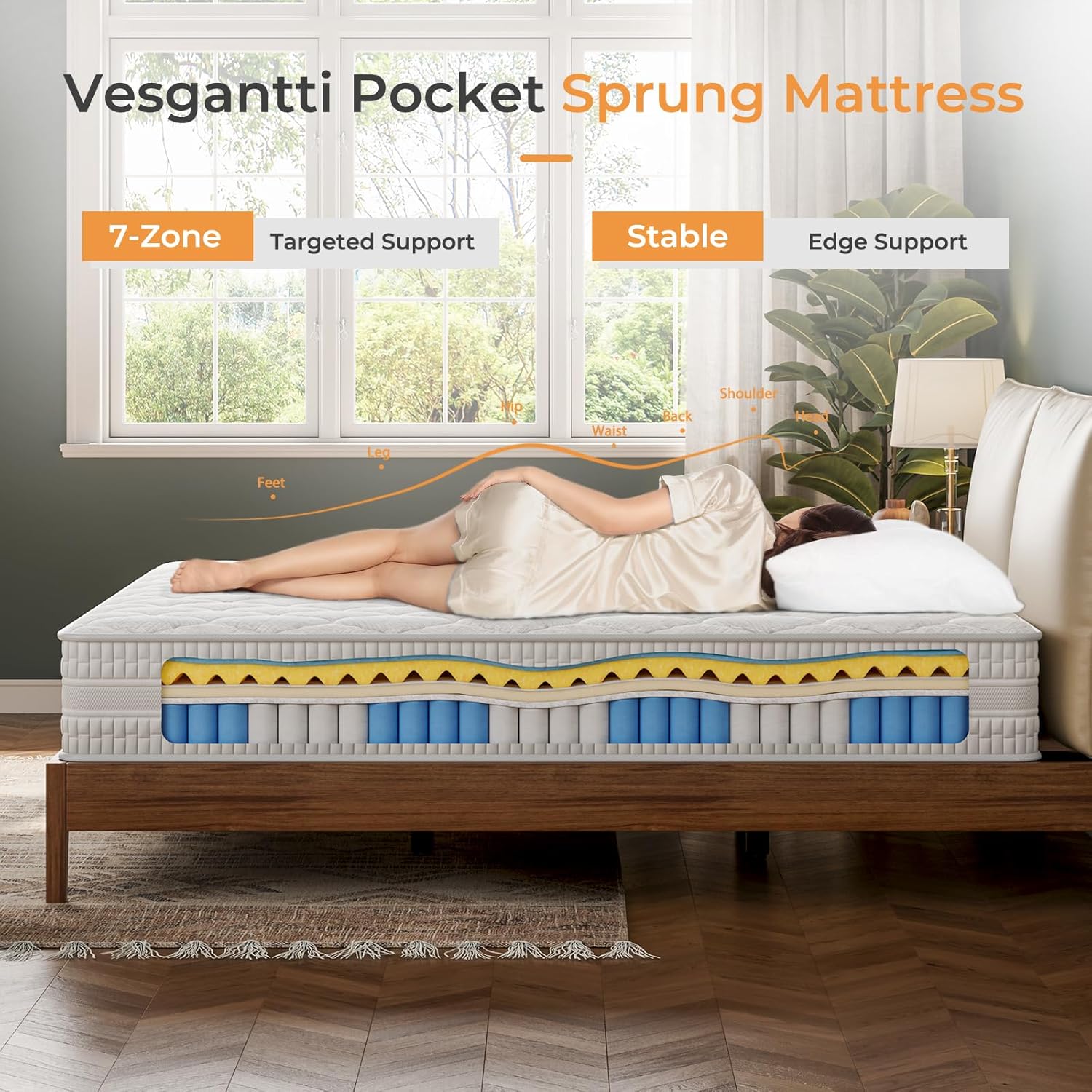 Vesgantti Twin Mattress, 12 Inch Twin Hybrid Mattress for Kids, Single Bed in a Box with Gel Memory Foam and Pocket Spring, Ergonomic Design & Pressure Relief, Medium Firm Feel,CertiPUR-US