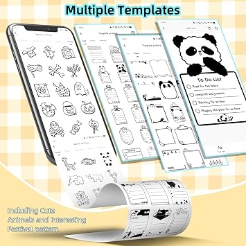 Mini Sticker Printer, 300Dpi Portable Sticker Maker Machine | 5 Roll thermal paper included. Great for kids scrapbook, DIY, journal, travel and photo. Compatible with iOS & Android