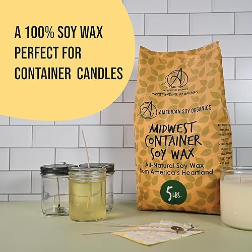 Vista 5 de American Soy Organics 100% Midwest Soy Wax Beads for Candle Making - Natural Candle Making Supplies - Paraffin-Free, Beeswax-Free Candle Wax for
