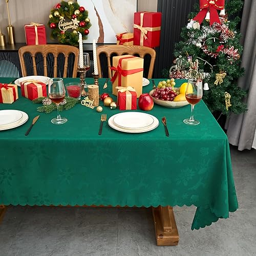 Miniatura 216 de Mantel Redondo Dorado Mantel de Mesa con Patrón de Hojas Borde Festoneado Sedoso Suave Impermeable Lavable 50 Pulgadas Cubierta de Mesa de Tela