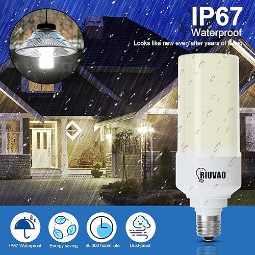 Miniatura 5 de Paquete de 2 bombillas LED de maíz de 80 W, equivalente a 800 W, luz diurna de 5000 K, 12000 lúmenes altos, súper brillantes, base E26E39, repuesto
