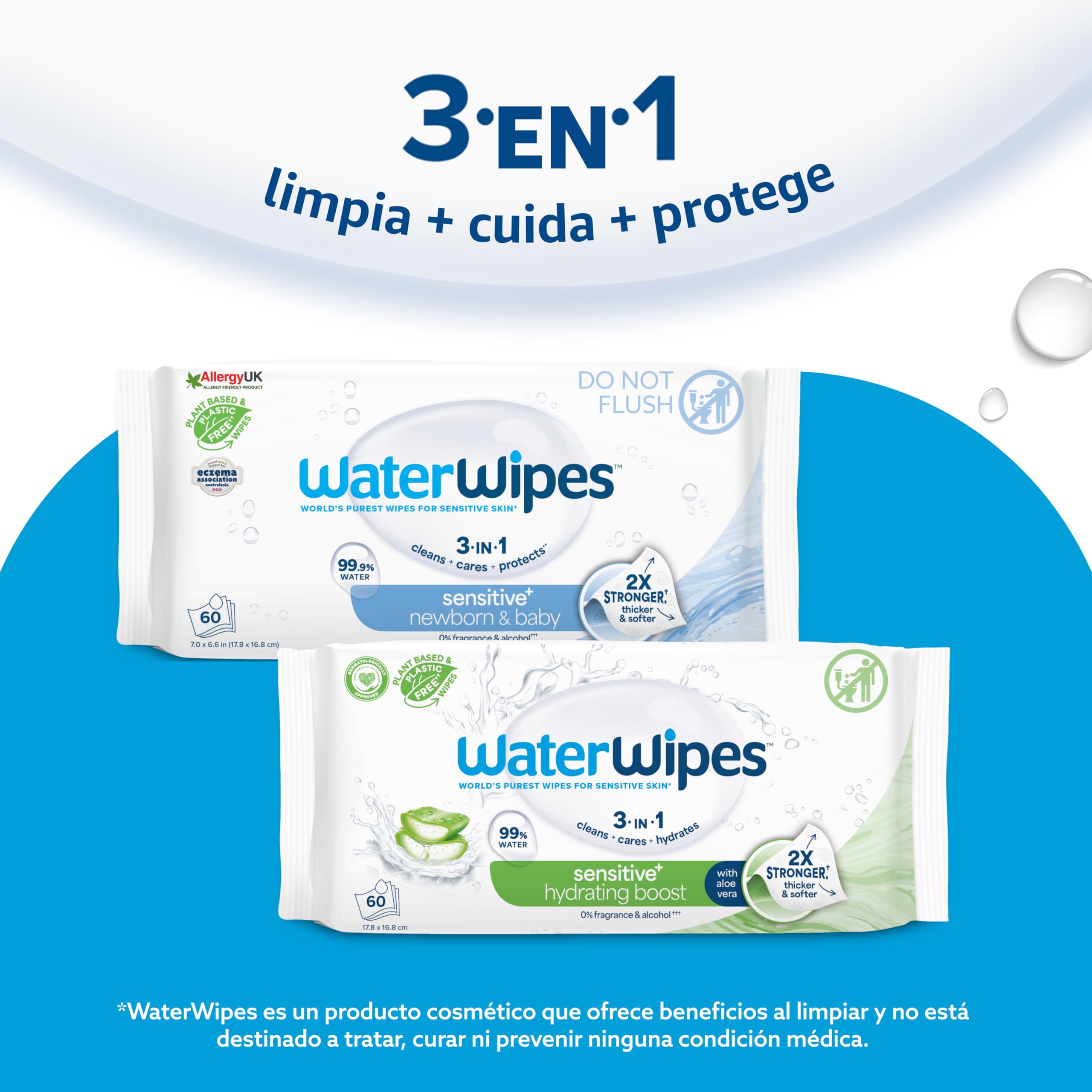 WaterWipes Sensitive+ Newborn & Baby Wipes, Newborn & Baby Wipes, 360 Count (Pack of 6), 3-in-1 Cleans, Cares, Protects, 99.9% Water, Unscented — view 7