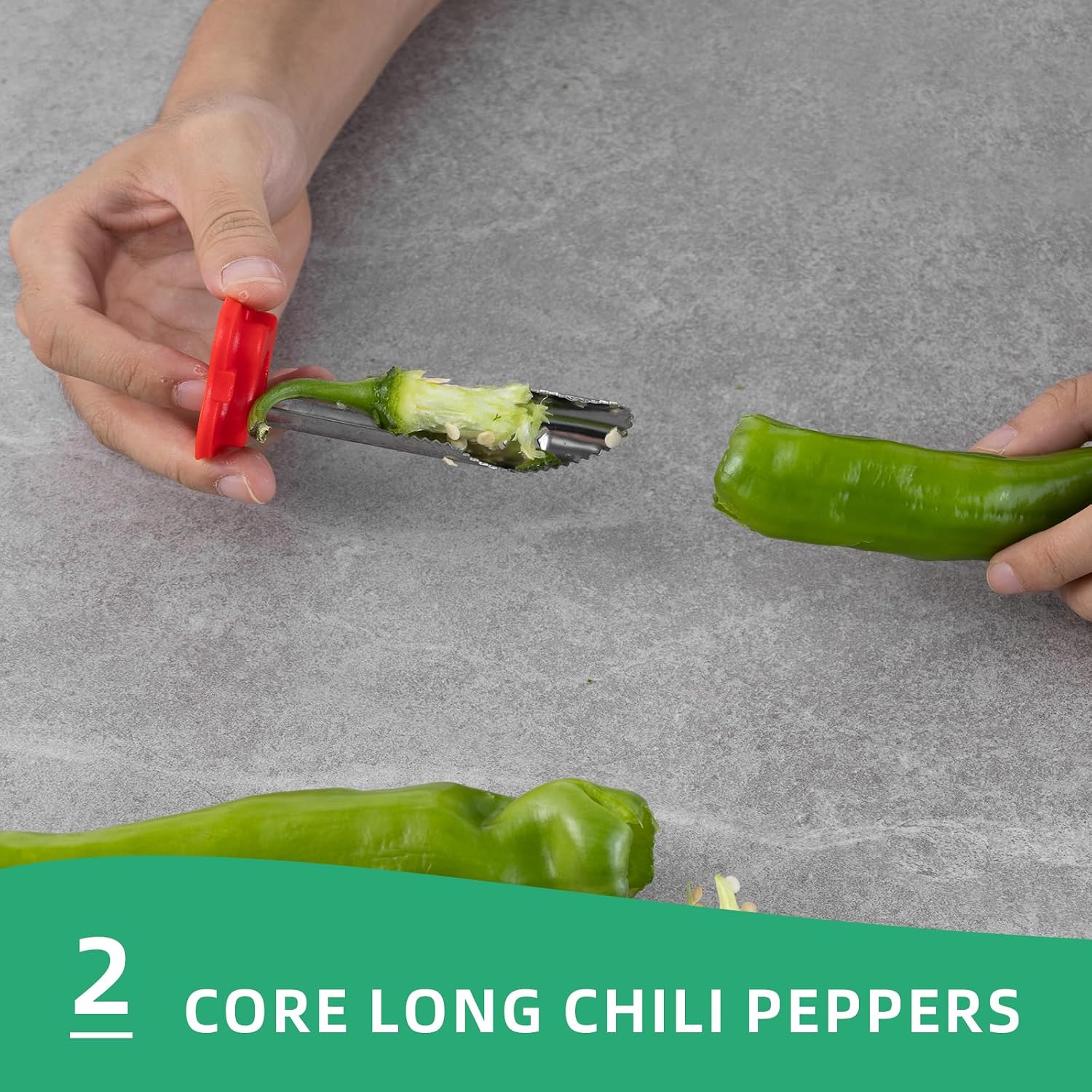 Pepper Seed Corer Remover, Upgrade 2 in 1 Bell Pepper Cutter Quickly Cutting and Deseeding Bell Pepper Corer Tool for Vegetables Kitchen Gadget