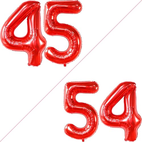 Miniatura 2 de KatchOn, Globo rojo gigante del número 45 de 40 pulgadas, globo de 45 años, globo rojo del número 45, decoraciones de cumpleaños 45 para mujer,