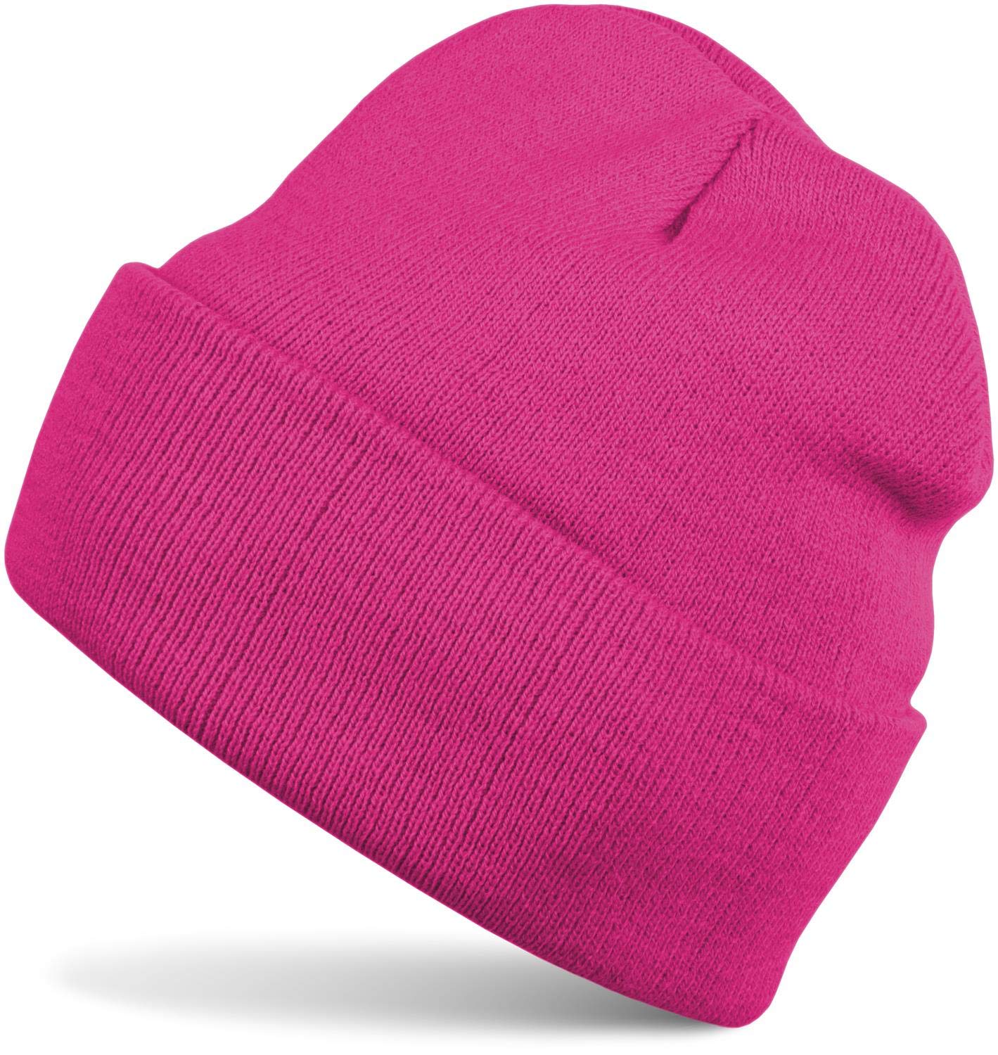 styleBREAKER Unisex Beanie Knitted Hat Solid Color, Fine Knit Double-Layer Warm Winter Knit Beanie 04024029, Colour:Pink-