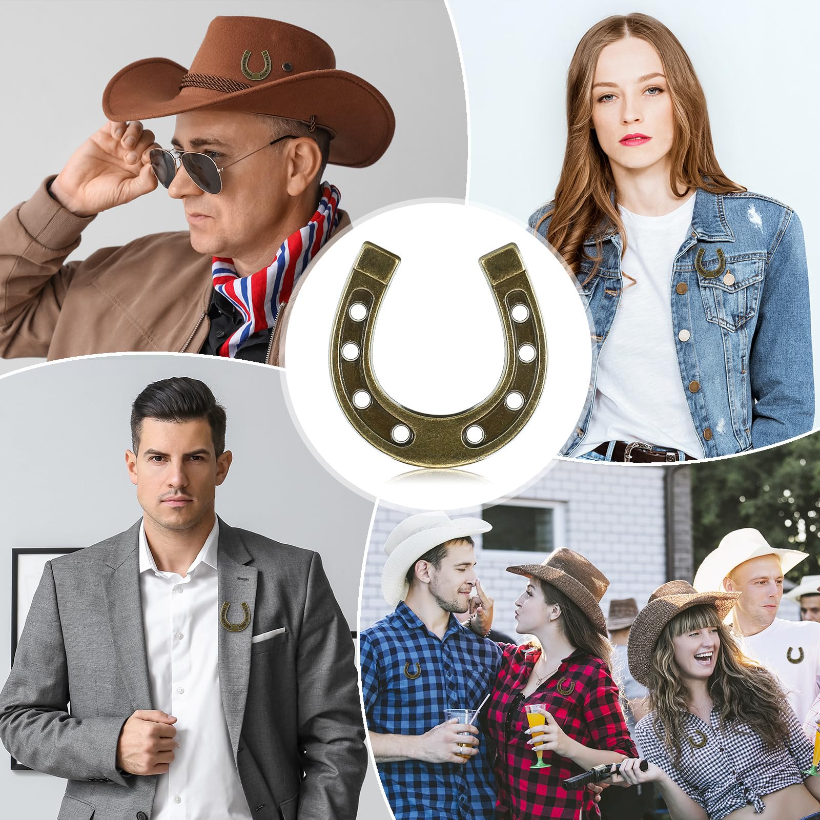 Yinkin 50 spille a ferro di cavallo per cowboy occidentale cowgirl uomini donne metallo spilla da bavero a ferro di cavallo bomboniere per borsa cappello regali sfuso