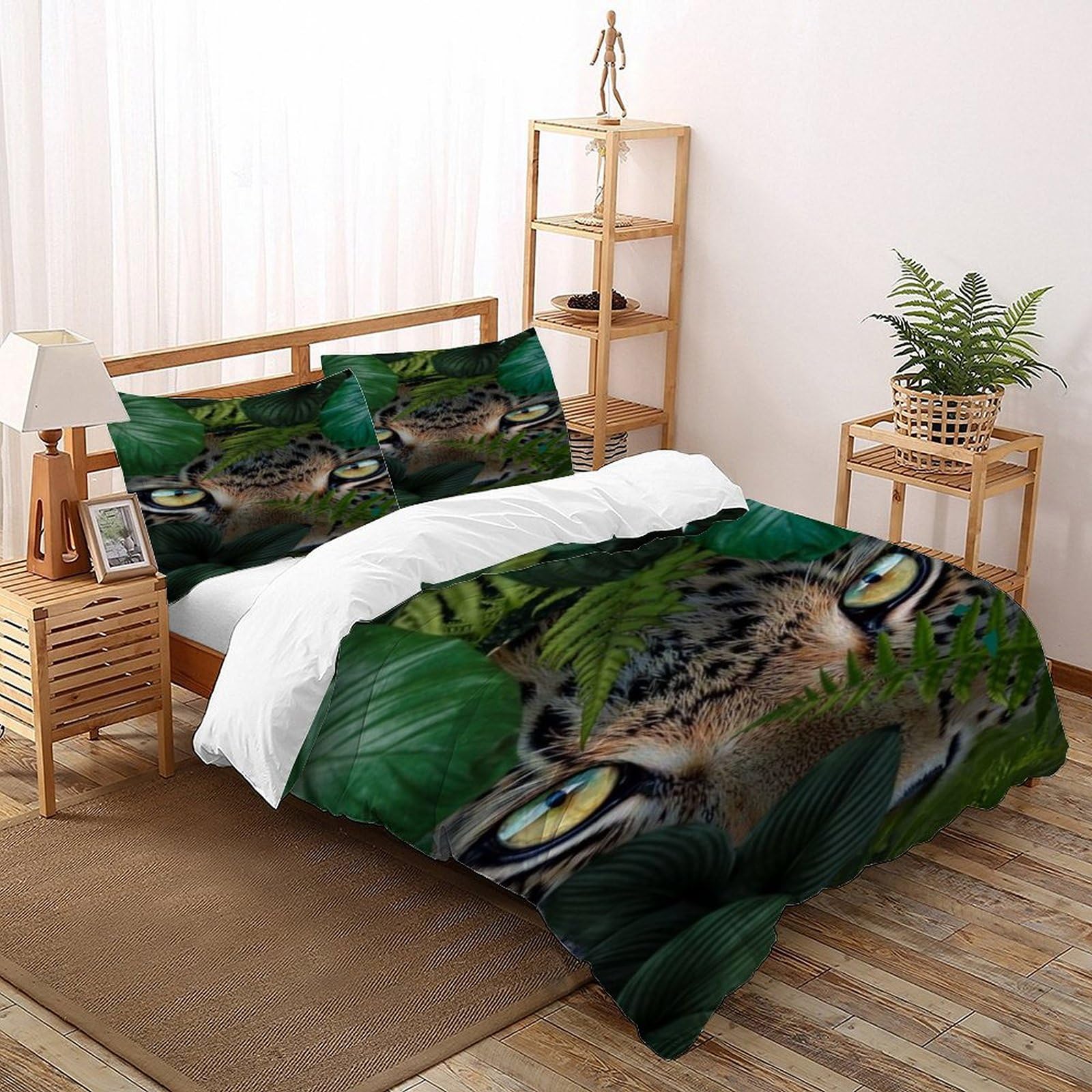 Housse de couette guépard 3 pièces parure de lit double adulte imprimé animal sauvage