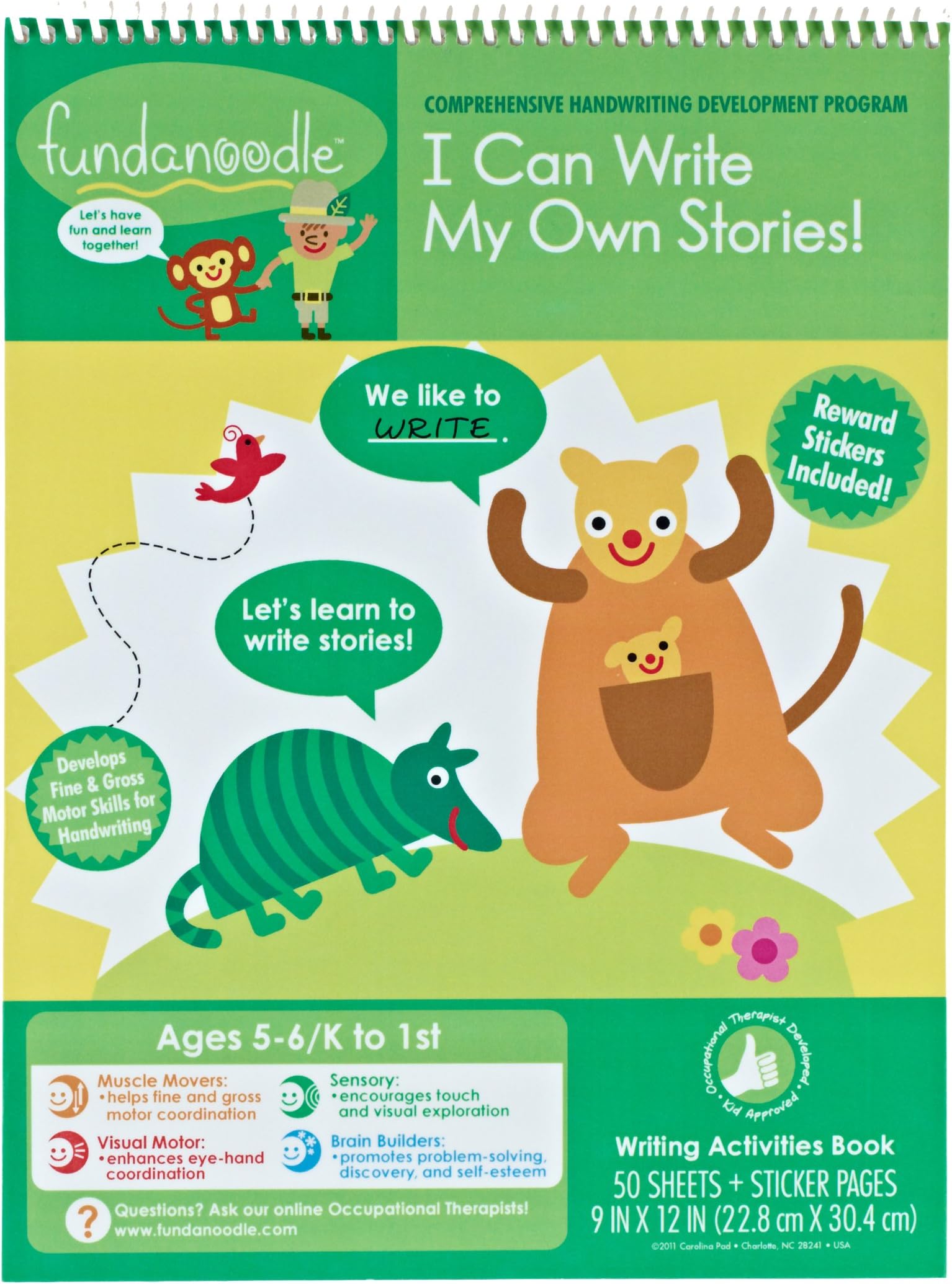 Fundanoodle I Can Write My Own Stories Tablet, 9 x 12 Inches, 50 Sheets, Ages 5-6/K to First Grade (15292)
