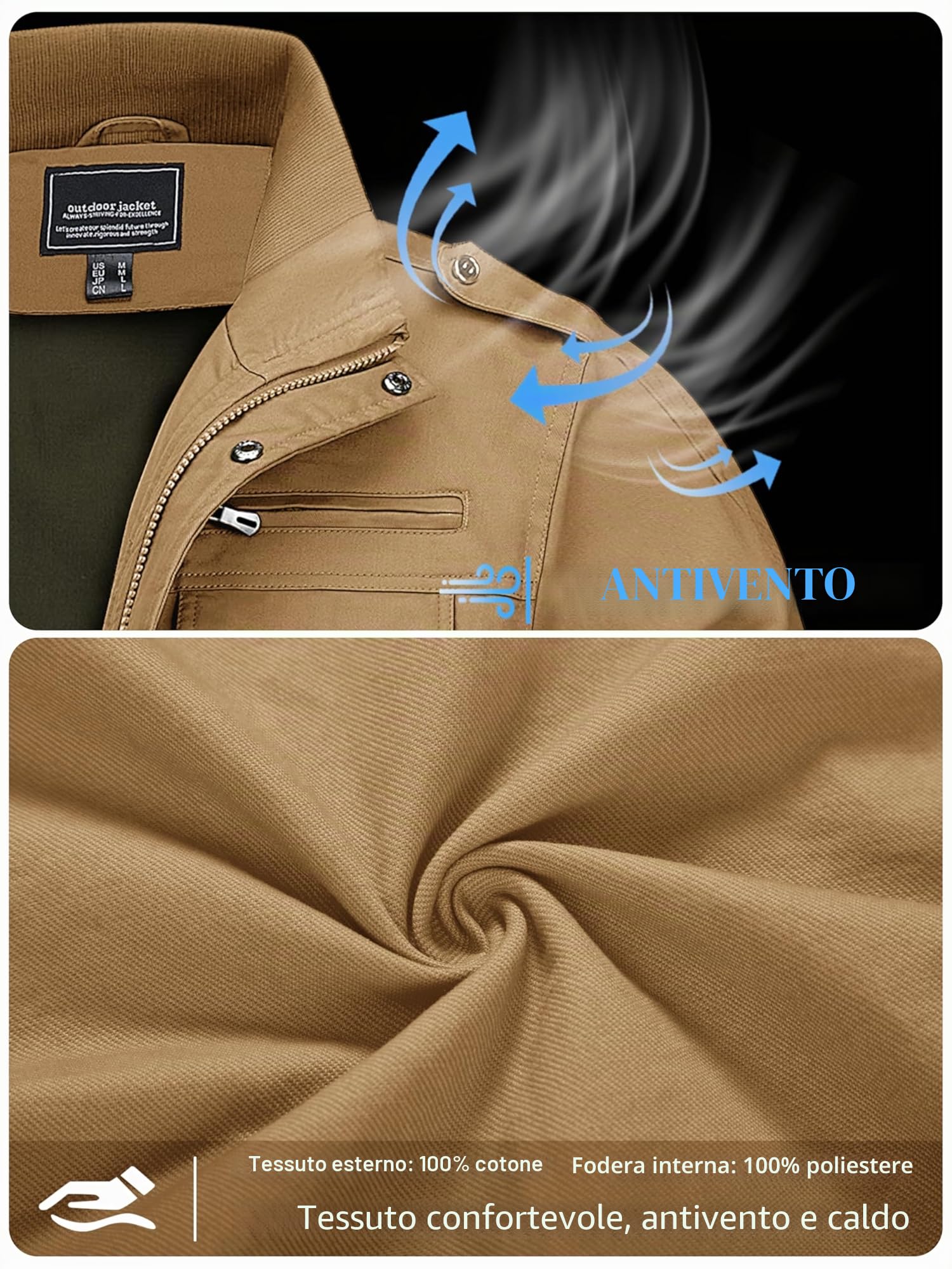 MAGCOMSEN Giacca da Uomo Antipioggia Primavera Autunno Bomber Aviatore Leggero Giubbotto