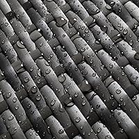 Vista 5 de Henf Cesta de basura de mimbre de ratán para exteriores de 24 galones con tapa, papelera de esquina con marco de metal resistente para piscina