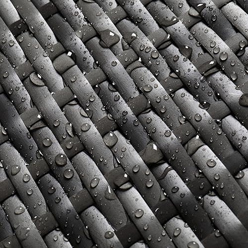 Miniatura 9 de Basurero grande de ratán para exteriores de 24 galones con tapa y marco de hierro para patio trasero, terraza, cocina al aire libre (gris)