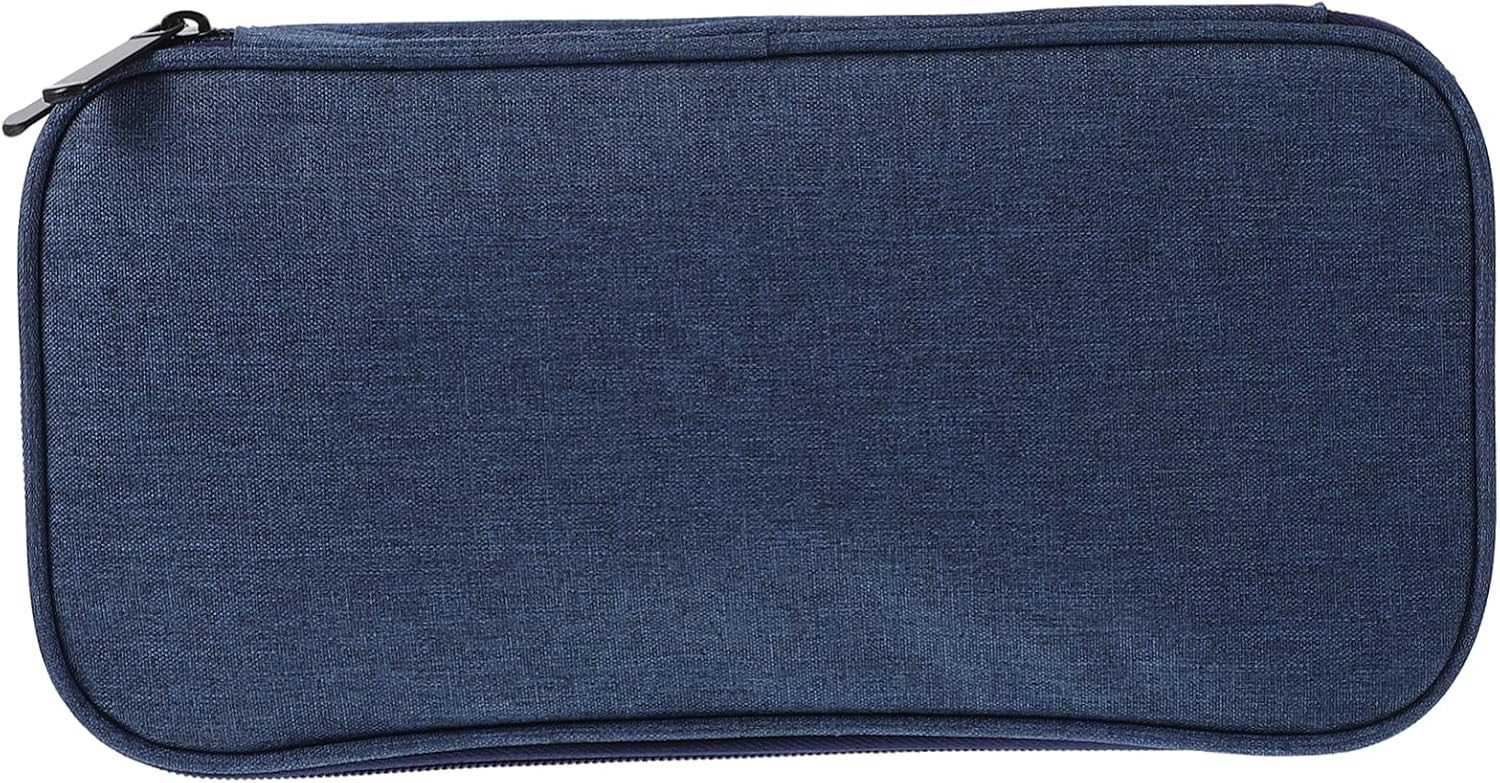 NUOBESTY Knitting Needles Organizer Bag Lightweight Oxford Cloth Crochet Hooks Storage Case for Travel and Home Use Compact Dark Blue Zipper Bag for Yarn and Accessories