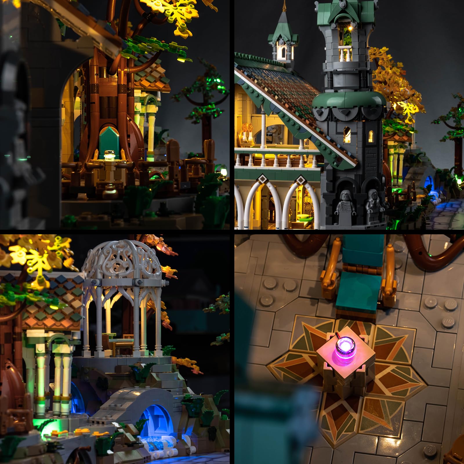 BrickBling Kit d'éclairage à distance compatible the 10316 Lord of the Rings Rivendell, kit d'éclairage LED
