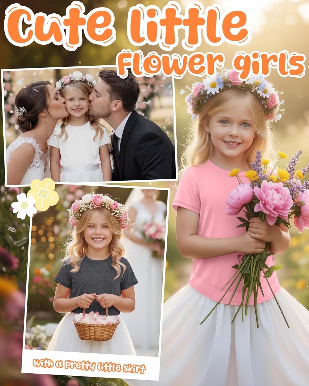 4 Pack Girls Short Sleeve T Shirts Kid Knit Crewneck Loose Fit Curve Hem Tops Casual Summer Contrast Stitching Tee