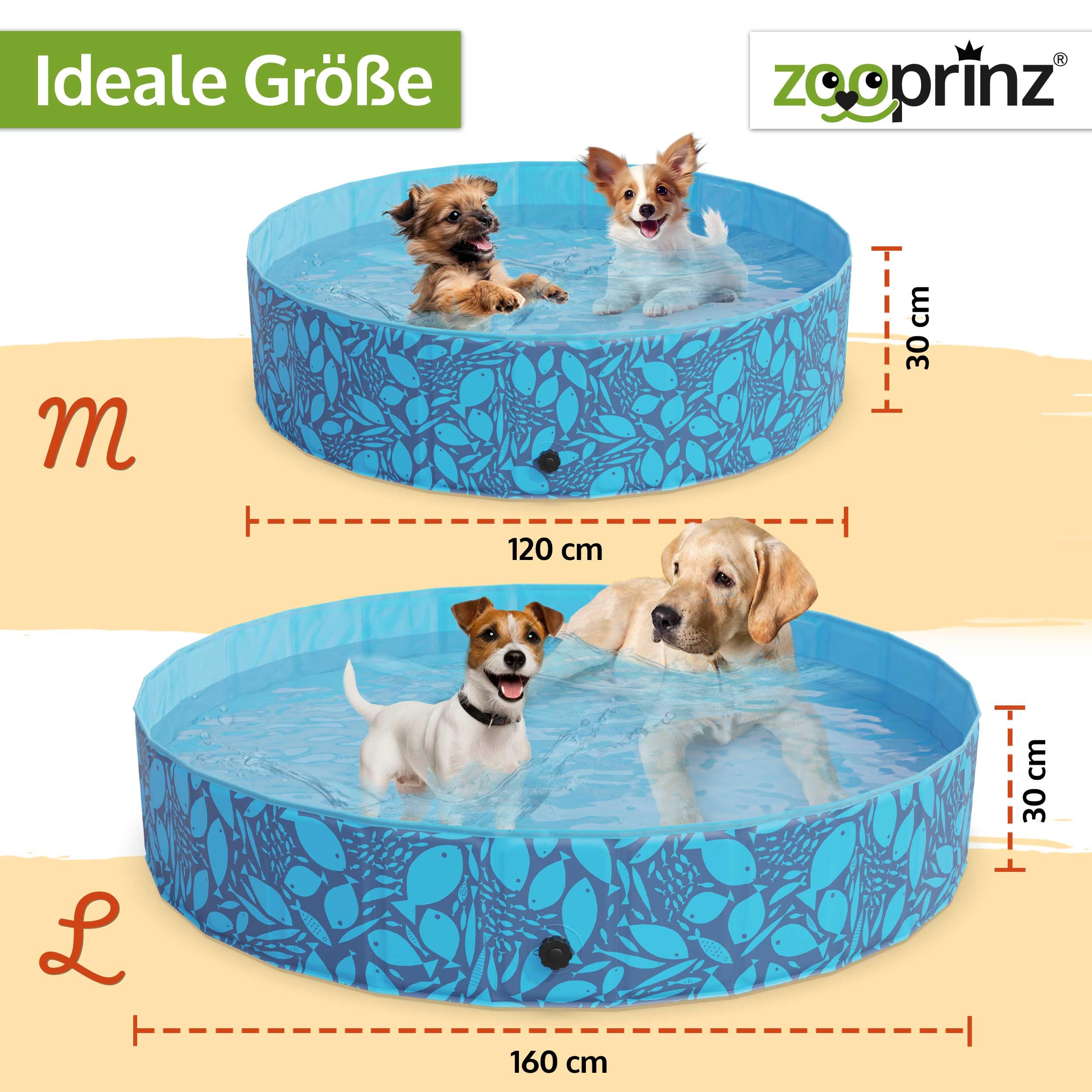 zooprinz Faltbarer Pool 120x30 cm Hundepool stabil rutschfest Planschbecken Hund Kind