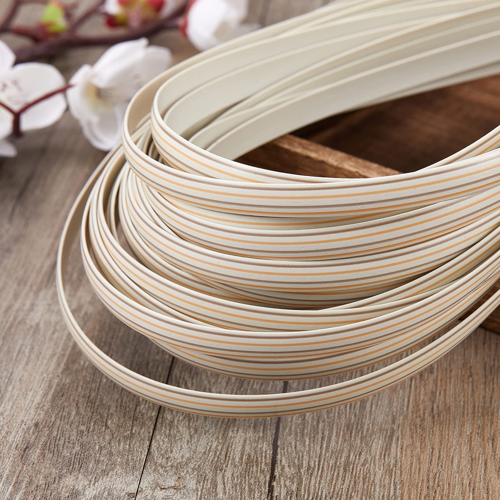 105.0 ft PE plástico imitación mimbre mimbre sintético tejido sólido material de reparación para muebles DIY tejer ratán silla accesorios de mesa, blanco 5