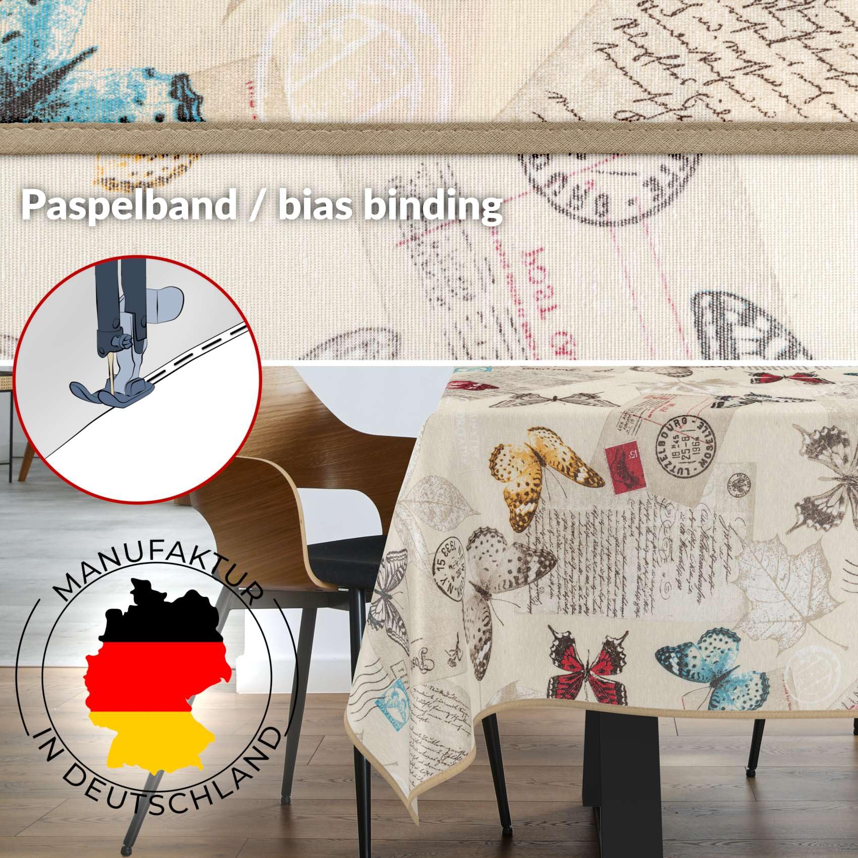 Butterfly Tablecloth 100 x 140 cm Washable Cotton Polyester Fabric Tablecloth for Indoor and Outdoor Use, Butterflies - Image 2