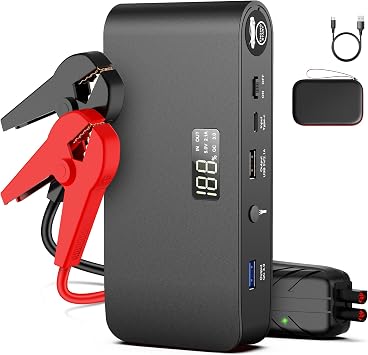 Jump Starter 12V 2000A for Car/Boat/Lawnmower(8.0L Gas/6.5L Diesel Engine) Portable Booster Battery Pack with Jump Cables/Wall Charger/USB Cable