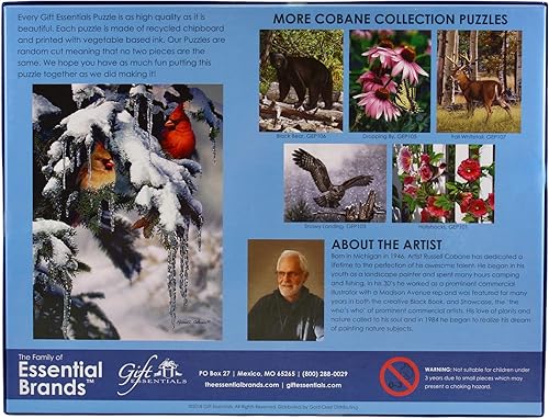 Miniatura 9 de Rompecabezas de 1000 piezas, joyas de la naturaleza - Cardenales en árbol nevado, rompecabezas para adultos y niños