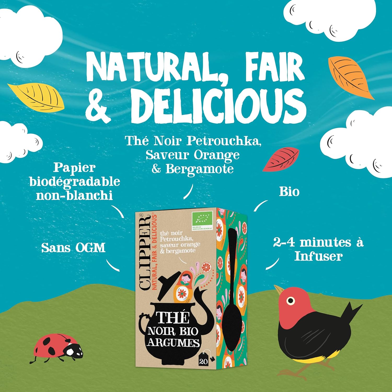 Clipper Thé Noir Bio Petrouchka Russe: Thé Bio Équitable aux Agrumes - 20 Sachets - Image secondaire