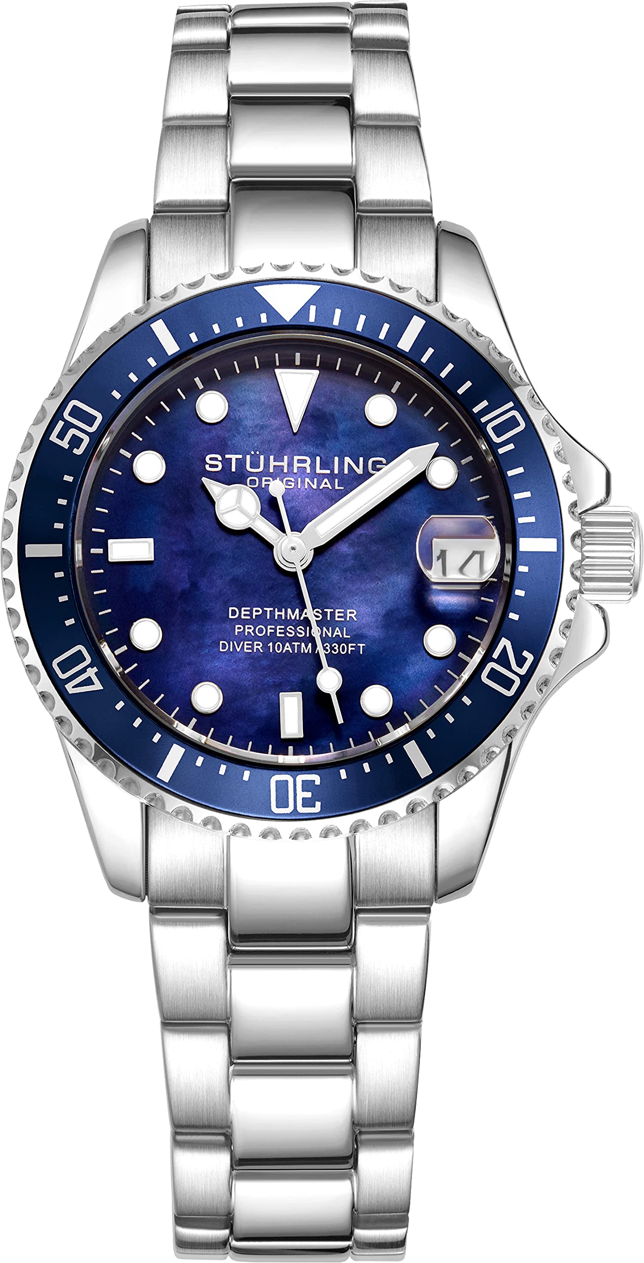 Stuhrling Womens Dive Watch with Stainless Steel Bracelet Quartz Movement and Date (Blue) (B08KFR3YLK) Amazon Price History, Amazon Price Tracker