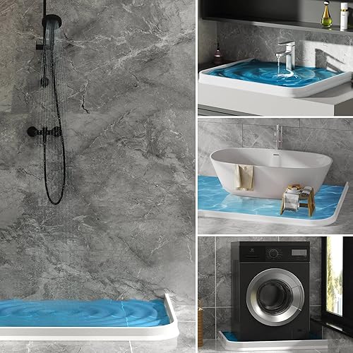 Miniatura 5 de YONKFUL Protector contra salpicaduras de ducha de 45 pulgadas de alto, umbral de ducha plegable de 2 pulgadas de alto, para caminar en la ducha,