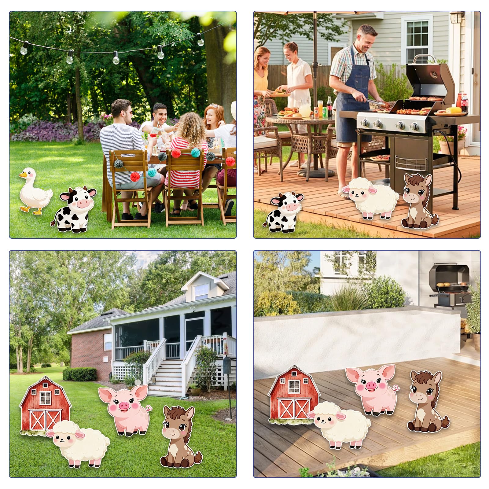 Lot de 6 Silhouettes d'animaux de la Ferme en Papier, Grand Format, avec Support, pour Photos. Décorations pour Anniversaire, Baby Shower ou fête sur Le thème de la Ferme