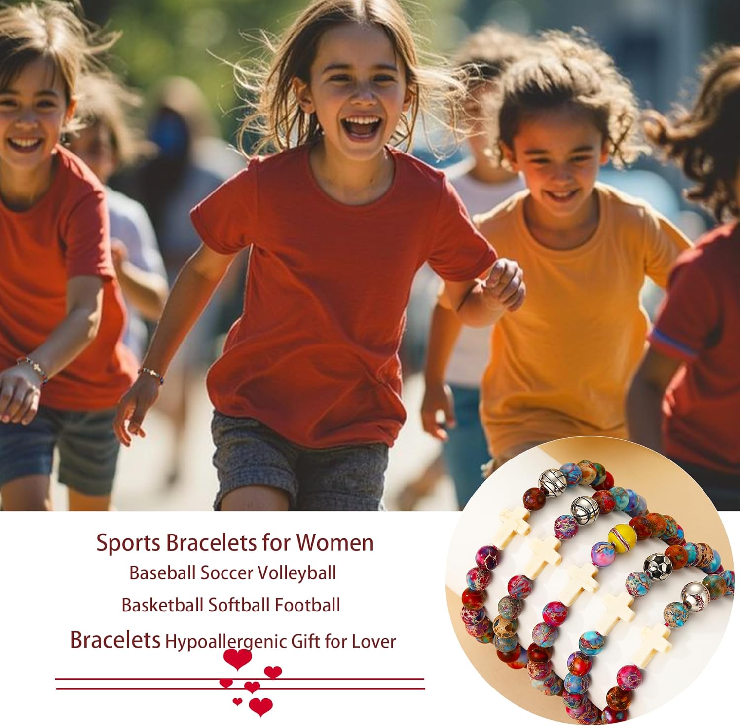 Softball/Soccer/Volleyball/Basketball/Baseball/Football Sports Gifts for Girls Teens Natural Stone Beaded Cross Bracelets Christian Religious Game Day Jewelry Gift - Image 5