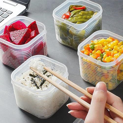 Miniatura 6 de Contenedor de 6 compartimentos para refrigerador, bandeja dividida para verduras con tapa, contenedores organizadores transparentes para