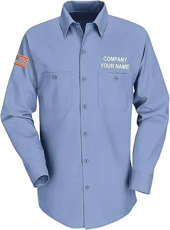 Amazon.com: Custom red kap para hombre SP14 manga larga sólido Camisa de  trabajo industrial con nombre bordado y bandera americana parche : Ropa,  Zapatos y Joyería